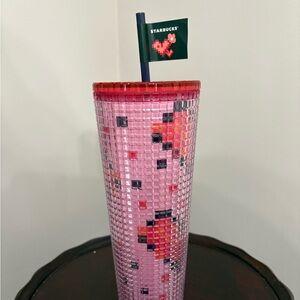 Starbucks 2025 Valentines Mosaic Pink Tumbler with Straw- Brand New
